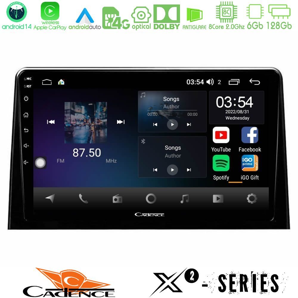 Cadence X2 Series 8Core Android14 6+128GB Peugeot Partner / Citroën Berlingo 2020-> Navigation Multimedia Tablet 10"