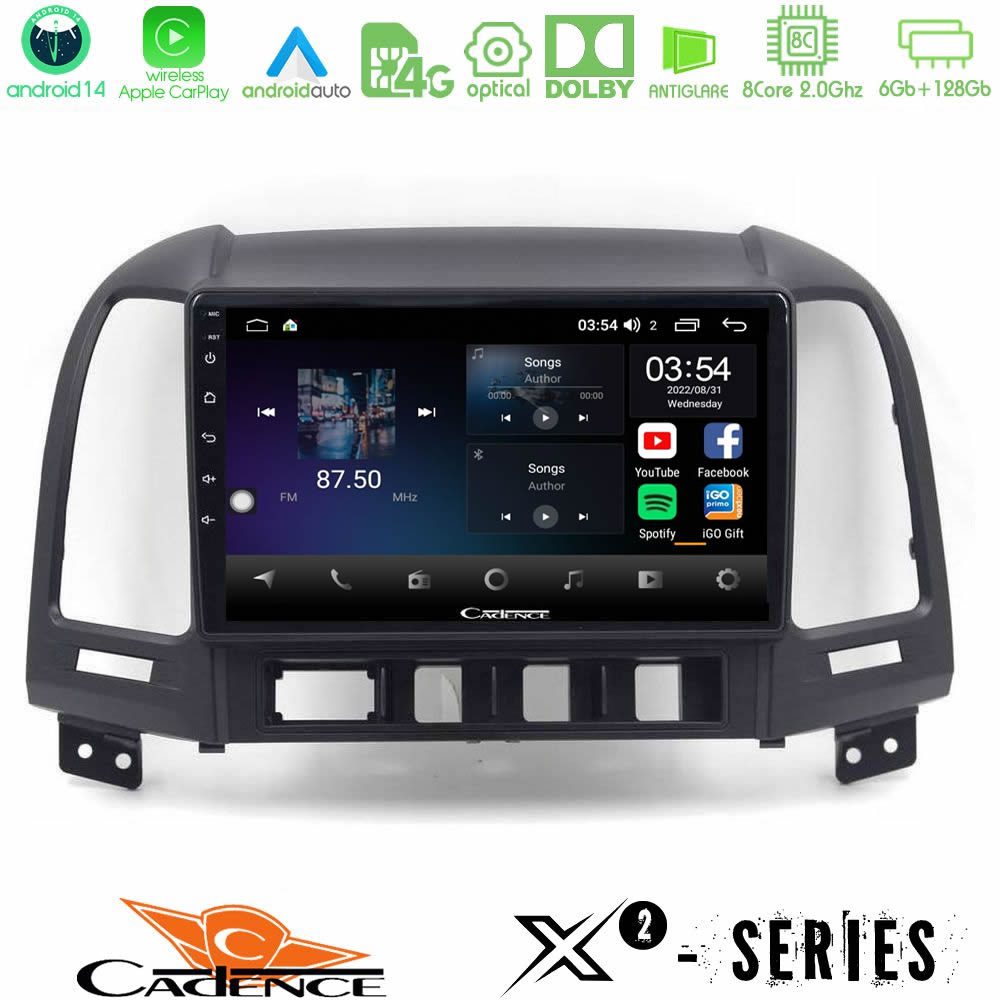 Cadence X2 Series 8Core Android14 6+128GB Hyundai Santa Fe 2006-2013 Navigation Multimedia Tablet 9"