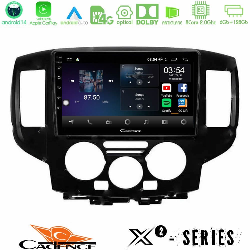 Cadence X2 Series 8Core Android14 6+128GB Nissan NV200 Navigation Multimedia Tablet 9" (Μαύρο)