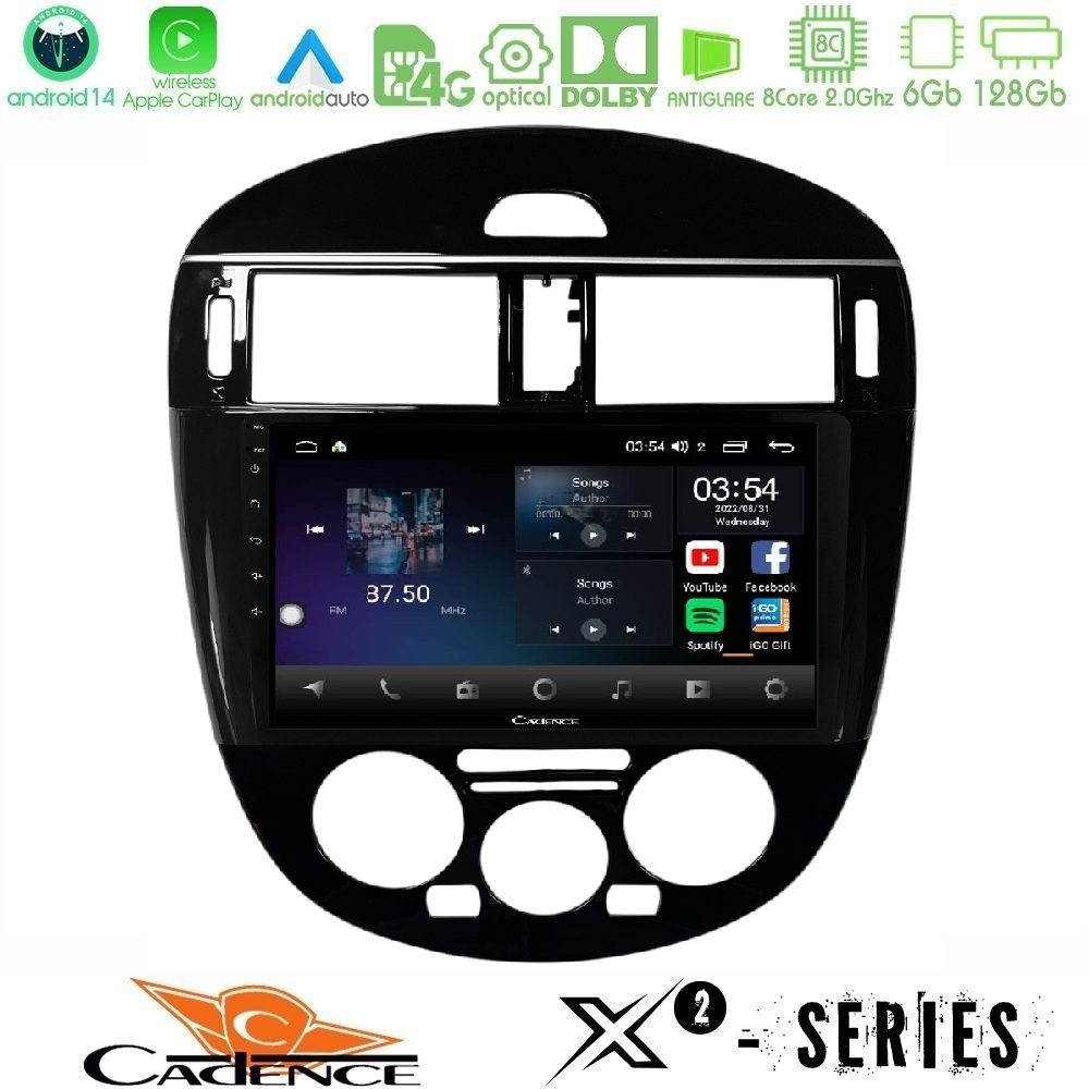 Cadence X2 Series 8Core Android14 6+128GB Nissan Pulsar 2015-2018 (Manual A/C) Navigation Multimedia Tablet 9"