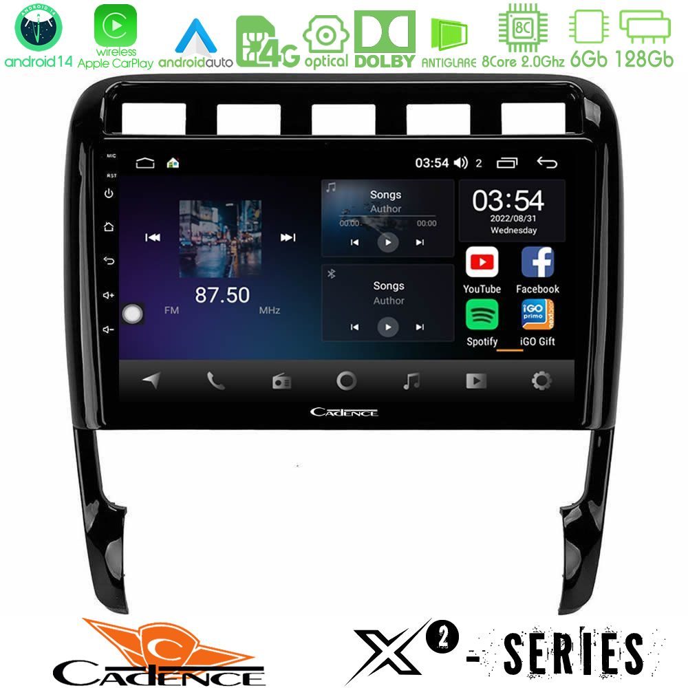 Cadence X2 Series 8Core Android14 6+128GB Porsche Cayenne 2003-2010 Navigation Multimedia Tablet 9"