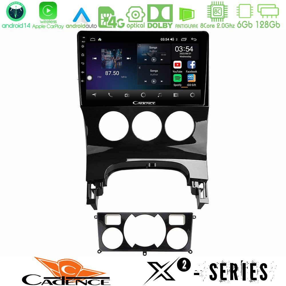 Cadence X2 Series 8Core Android14 6+128GB Peugeot 3008 AUTO A/C Navigation Multimedia Tablet 9"