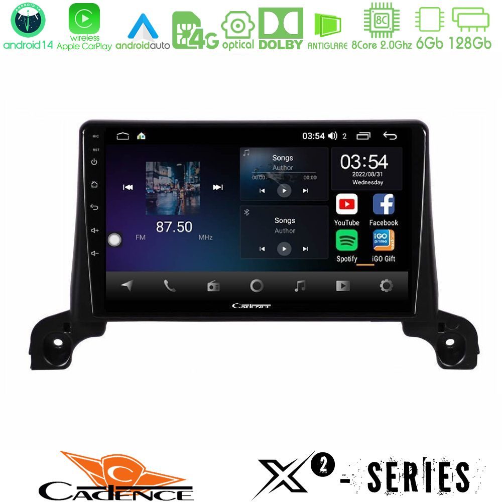 Cadence X2 Series 8Core Android14 6+128GB Peugeot 3008/5008 2017-2023 Navigation Multimedia Tablet 9"