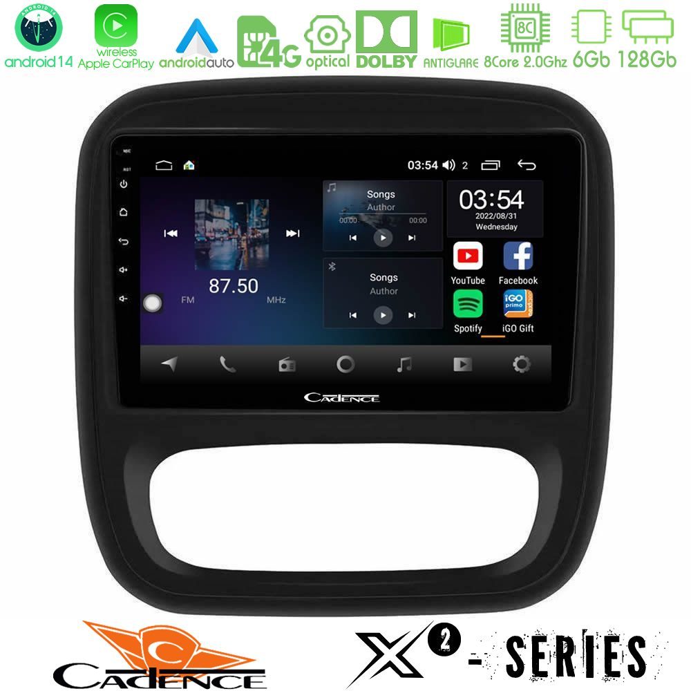 Cadence X2 Series 8Core Android14 6+128GB Renault/Nissan/Opel/Fiat Navigation Multimedia Tablet 9"