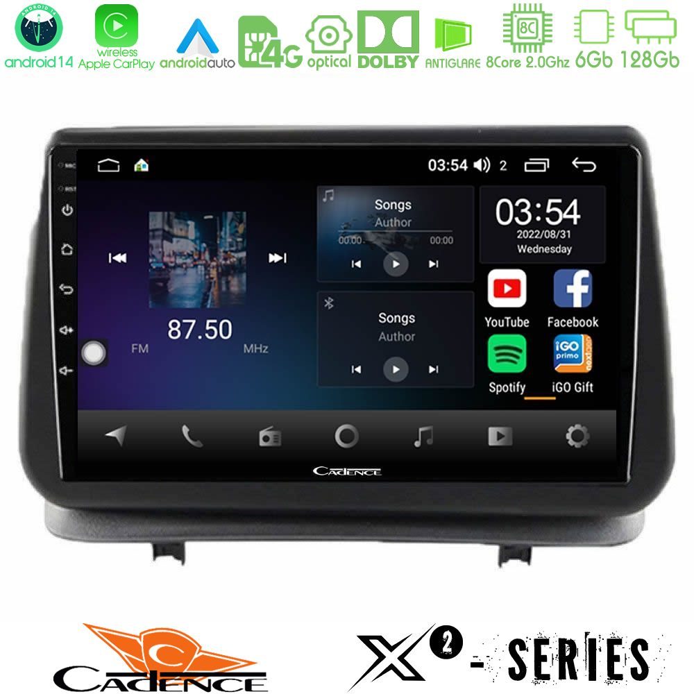 Cadence X2 Series 8Core Android14 6+128GB Renault Clio 2005-2012 Navigation Multimedia Tablet 9"