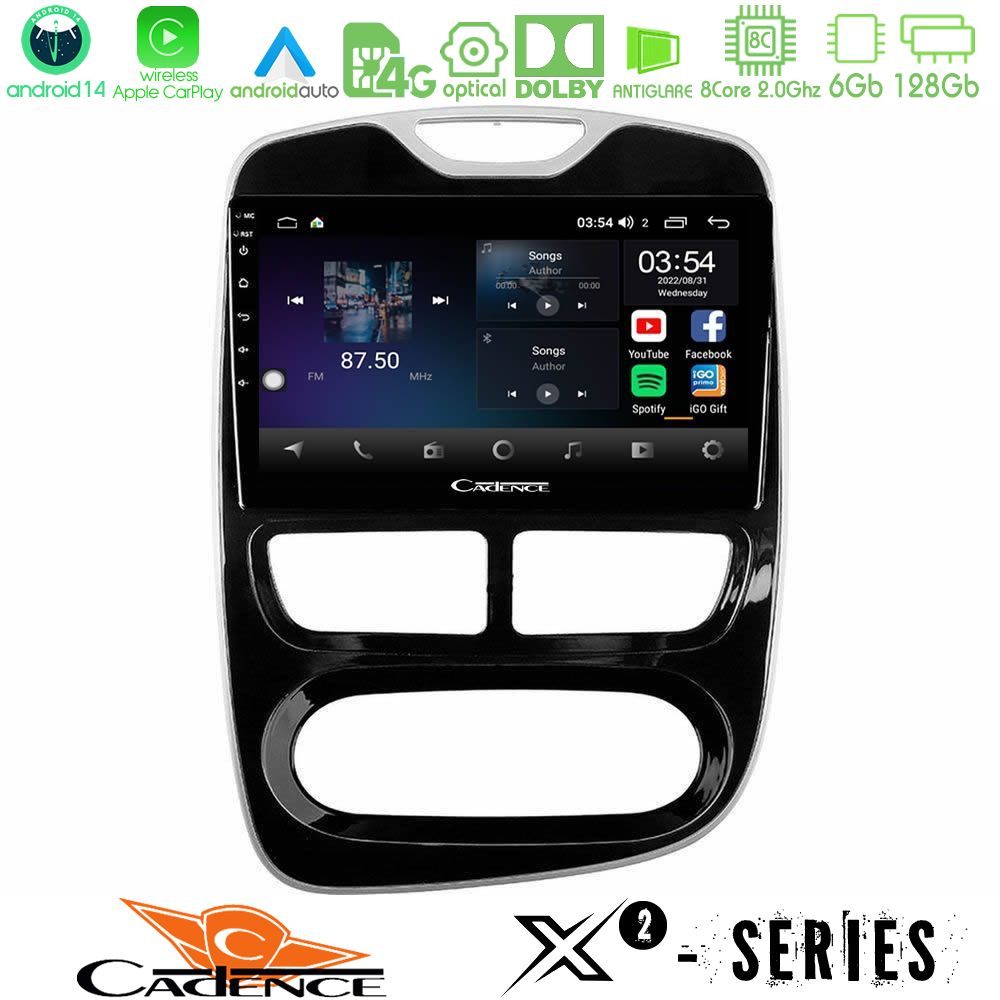 Cadence X2 Series 8Core Android14 6+128GB Renault Clio 2012-2016 Navigation Multimedia Tablet 9"