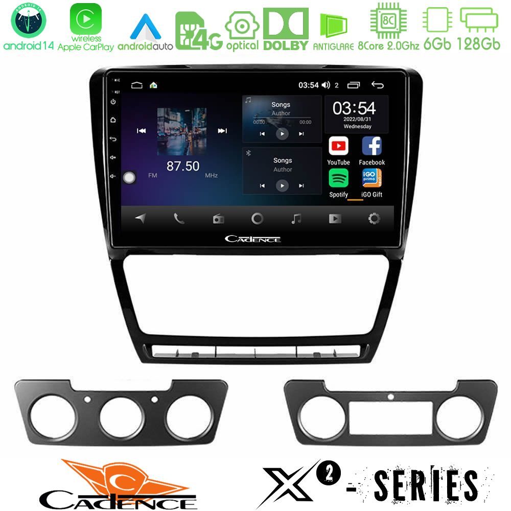Cadence X2 Series 8Core Android14 6+128GB Skoda Octavia 5 Navigation Multimedia Tablet 10"