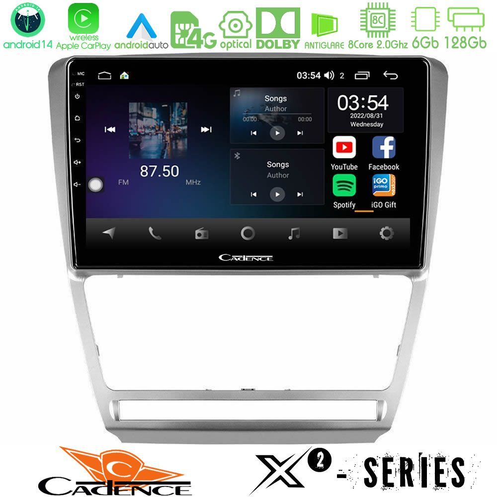 Cadence X2 Series 8Core Android14 6+128GB Skoda Octavia 5 Navigation Multimedia Tablet 10"