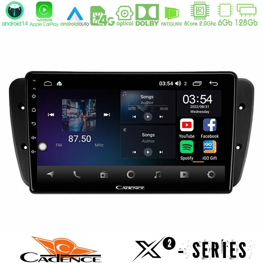 Cadence X2 Series 8Core Android14 6+128GB Seat Ibiza 2008-2012 Navigation Multimedia Tablet 9"