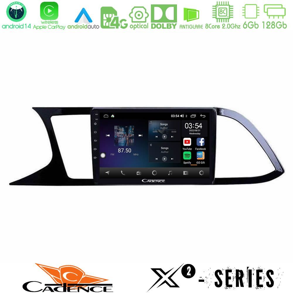 Cadence X2 Series 8Core Android14 6+128GB Seat Leon 2013 – 2019 Navigation Multimedia Tablet 9"