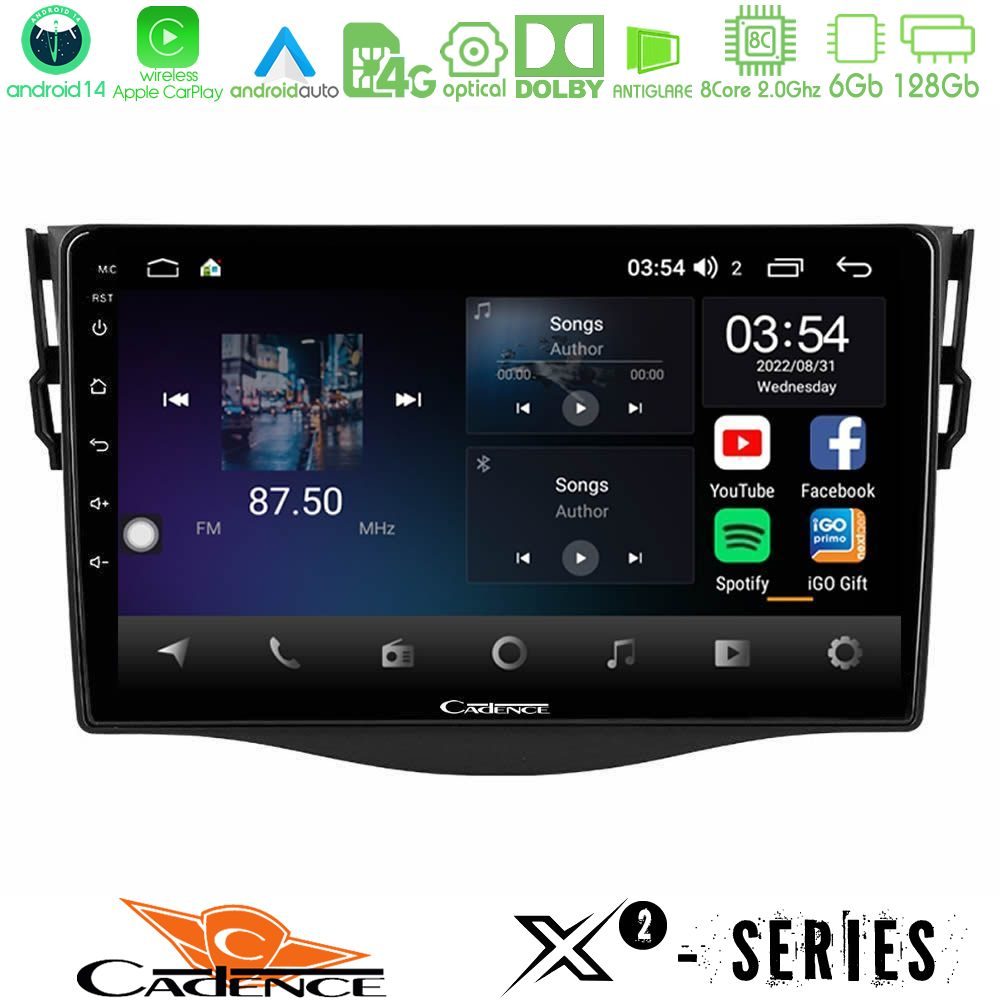 Cadence X2 Series 8Core Android14 6+128GB Toyota RAV4 Navigation Multimedia Tablet 9"