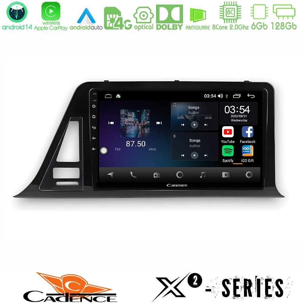 Cadence X2 Series 8Core Android14 6+128GB Toyota CH-R RHD Navigation Multimedia Tablet 9"