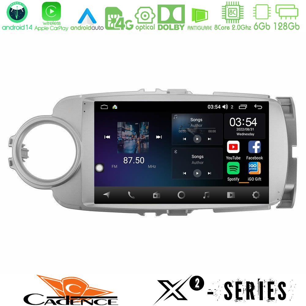 Cadence X2 Series 8Core Android14 6+128GB Toyota Yaris Navigation Multimedia Tablet 9"