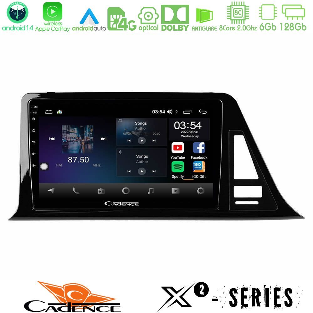Cadence X2 Series 8Core Android14 6+128GB Toyota CH-R Navigation Multimedia Tablet 9"