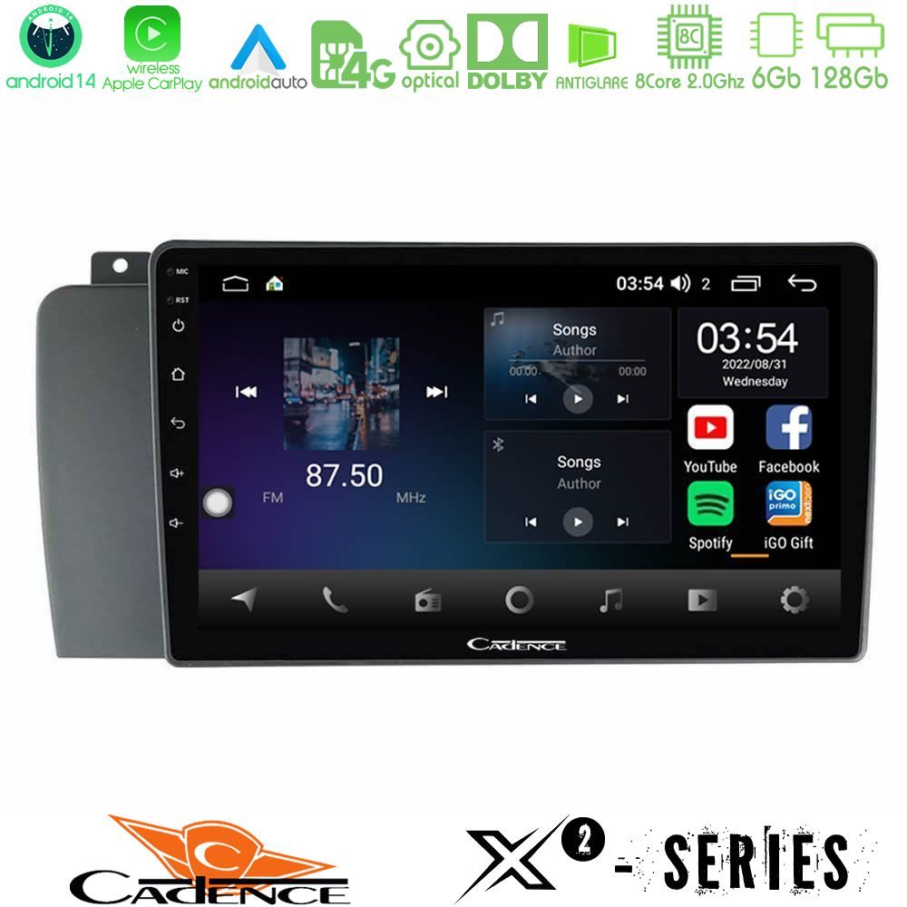 Cadence X2 Series 8Core Android14 6+128GB Volvo S60 2004-2009 Navigation Multimedia Tablet 9"