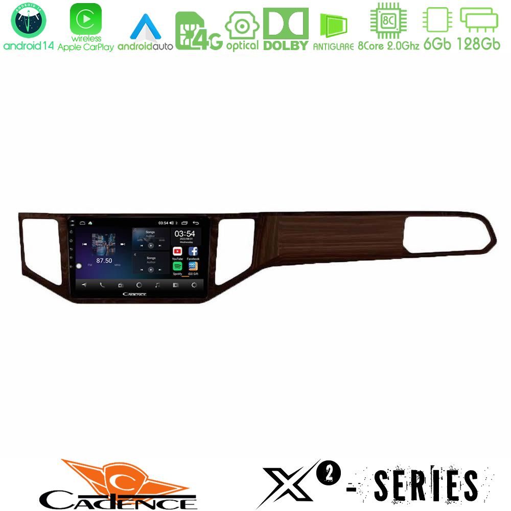 Cadence X2 Series 8Core Android14 6+128GB VW Sportsvan 2014-2020 Navigation Multimedia Tablet 9" (Ξύλινη απόχρωση)