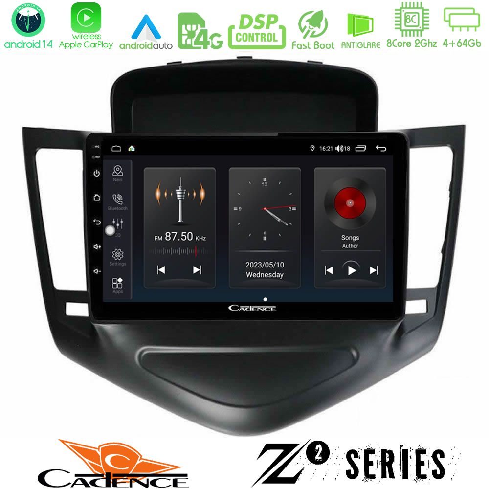 Cadence Z2 Series 8Core Android14 4+64GB Chevrolet Cruze 2009-2012 Navigation Multimedia Tablet 9" Με Carplay & Android Auto (Μαύρο)