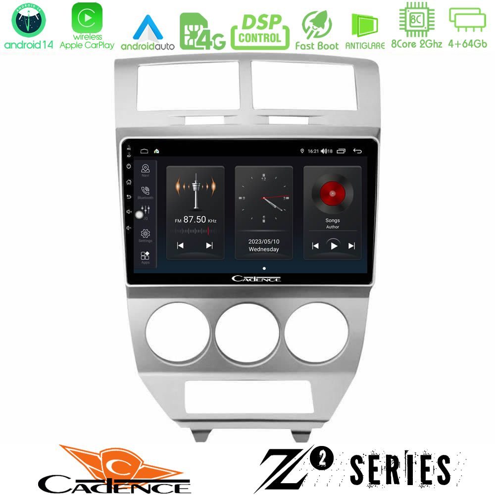 Cadence Z2 Series 8Core Android14 4+64GB Dodge Caliber 2006-2011 Navigation Multimedia Tablet 10" Με Carplay & Android Auto