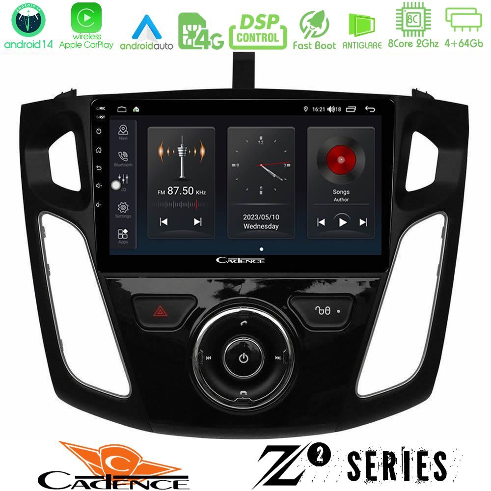 Cadence Z2 Series 8Core Android14 4+64GB  Ford Focus 2012-2018 Navigation Multimedia Tablet 9" Με Carplay & Android Auto
