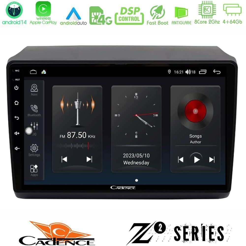 Cadence Z2 Series 8Core Android14 4+64GB Fiat Ducato/Citroen Jumper/Peugeot Navigation Multimedia Tablet 9" Με Carplay & Android Auto