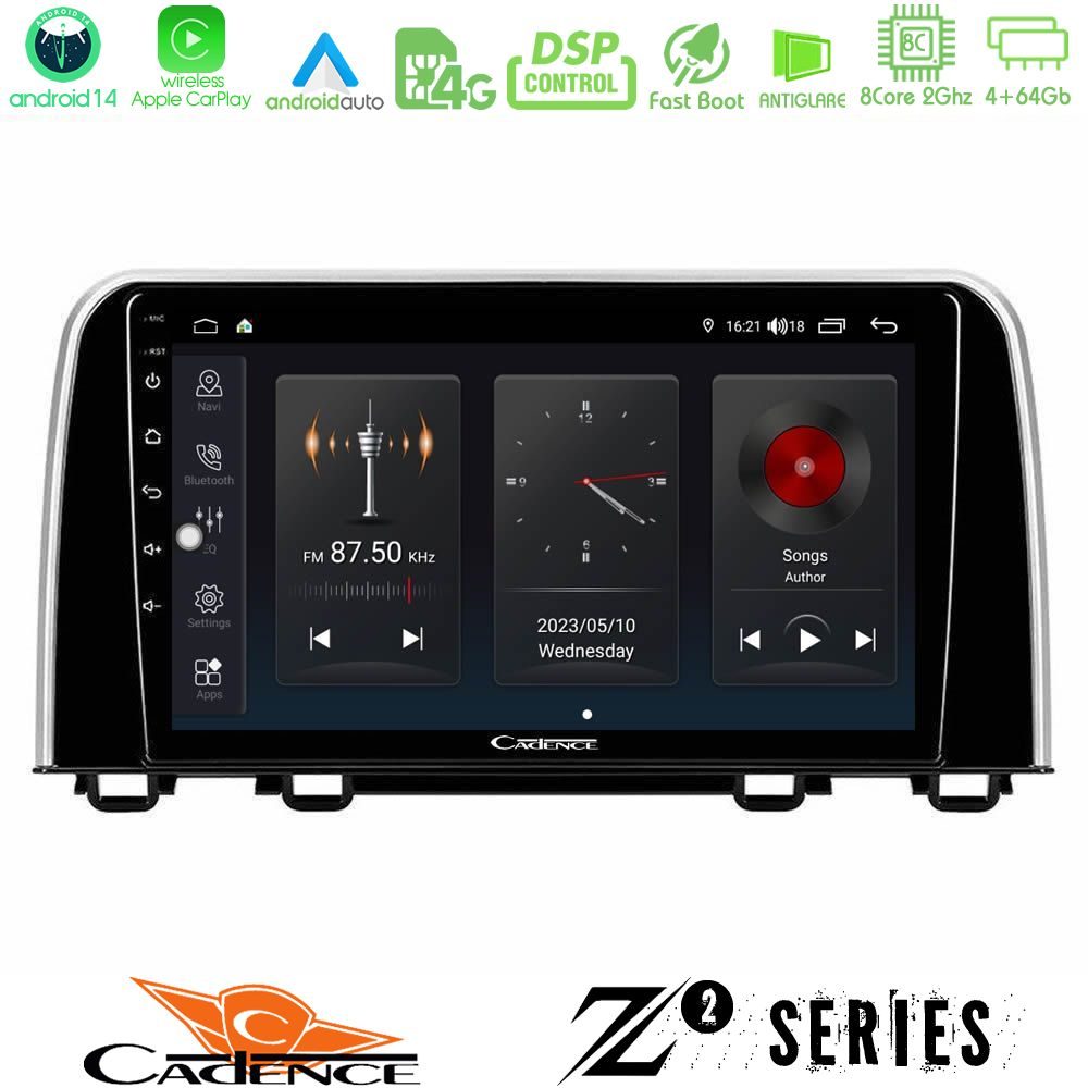 Cadence Z2 Series 8Core Android14 4+64GB Honda CR-V 2019-> Navigation Multimedia Tablet 10" Με Carplay & Android Auto