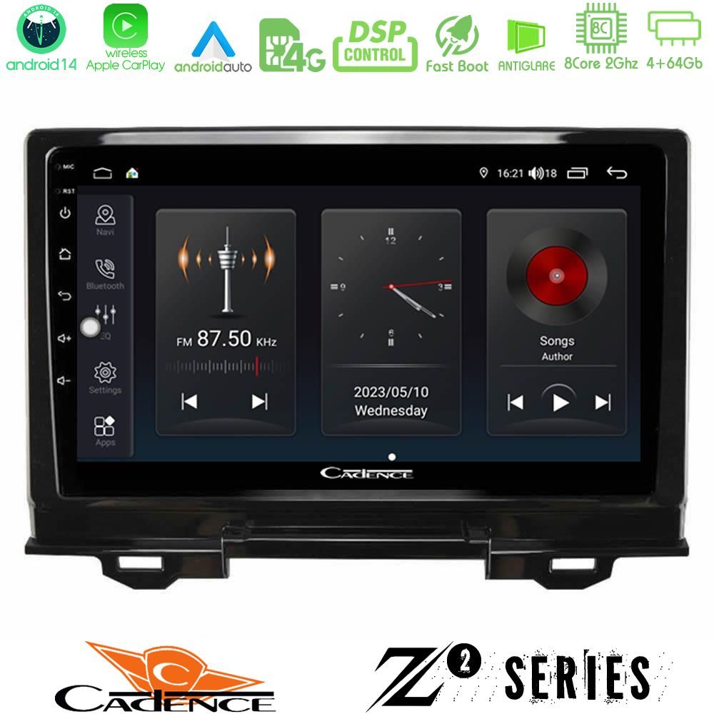 Cadence Z2 Series 8Core Android14 4+64GB Honda HR-V 2021-> Navigation Multimedia Tablet 9" Με Carplay & Android Auto