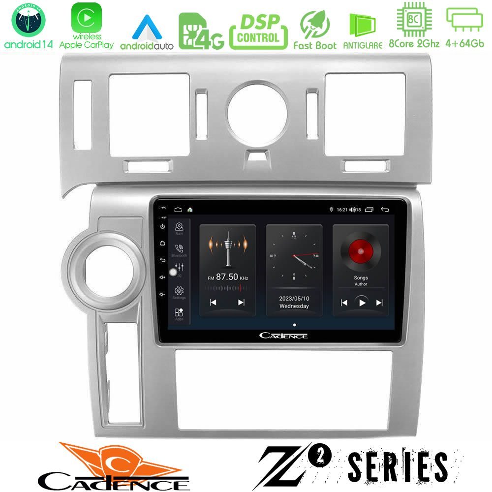 Cadence Z2 Series 8Core Android14 4+64GB Hummer H2 2008-2009 Navigation Multimedia Tablet 9" Με Carplay & Android Auto