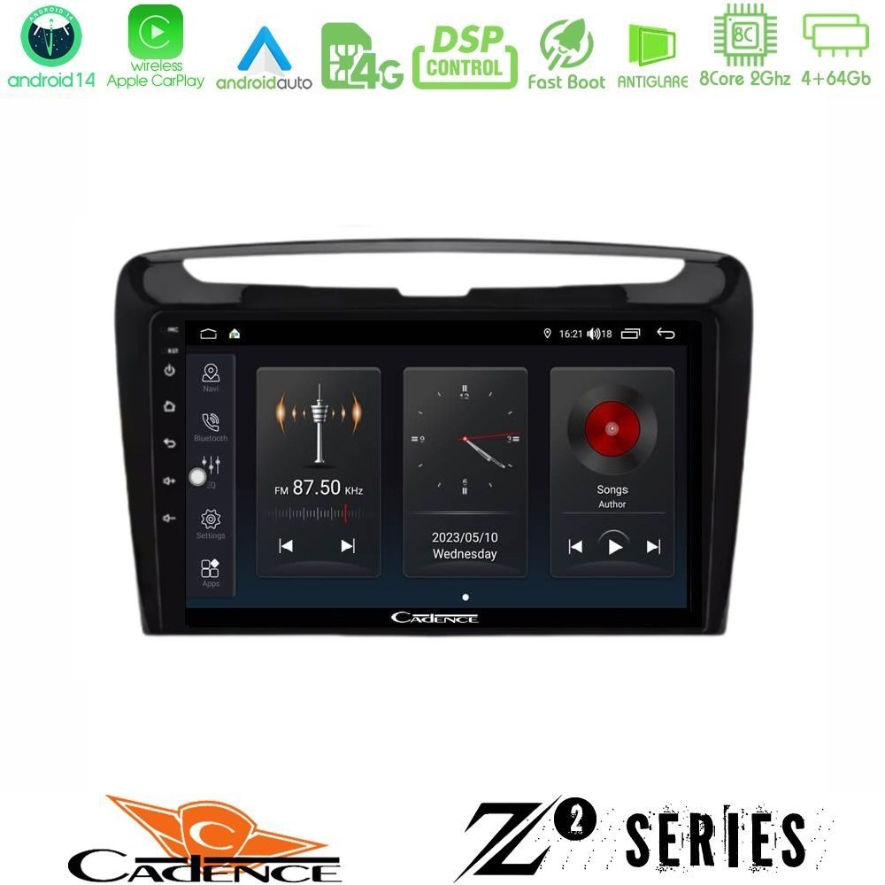 Cadence Z2 Series 8Core Android14 4+64GB Lancia Ypsilon 2011-2015 Navigation Multimedia Tablet 9" Με Carplay & Android Auto