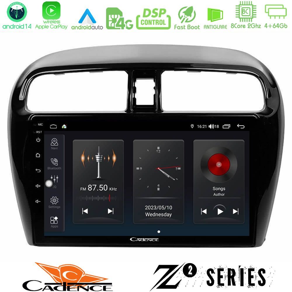 Cadence Z2 Series 8Core Android14 4+64GB Mitsubishi Space Star 2013-2016 Navigation Multimedia Tablet 9" Με Carplay & Android Auto