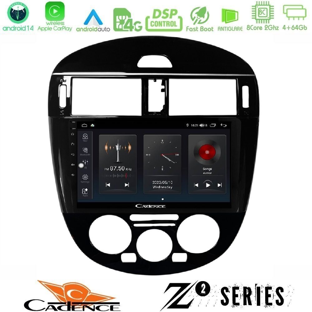 Cadence Z2 Series 8Core Android14 4+64GB Nissan Pulsar 2015-2018 (Manual A/C) Navigation Multimedia Tablet 9" Με Carplay & Android Auto