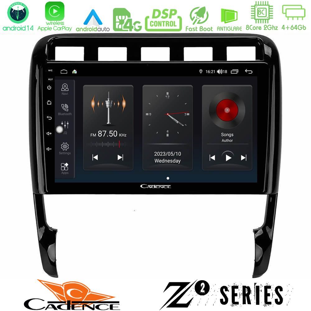 Cadence Z2 Series 8Core Android14 4+64GB Porsche Cayenne 2003-2010 Navigation Multimedia Tablet 9" Με Carplay & Android Auto