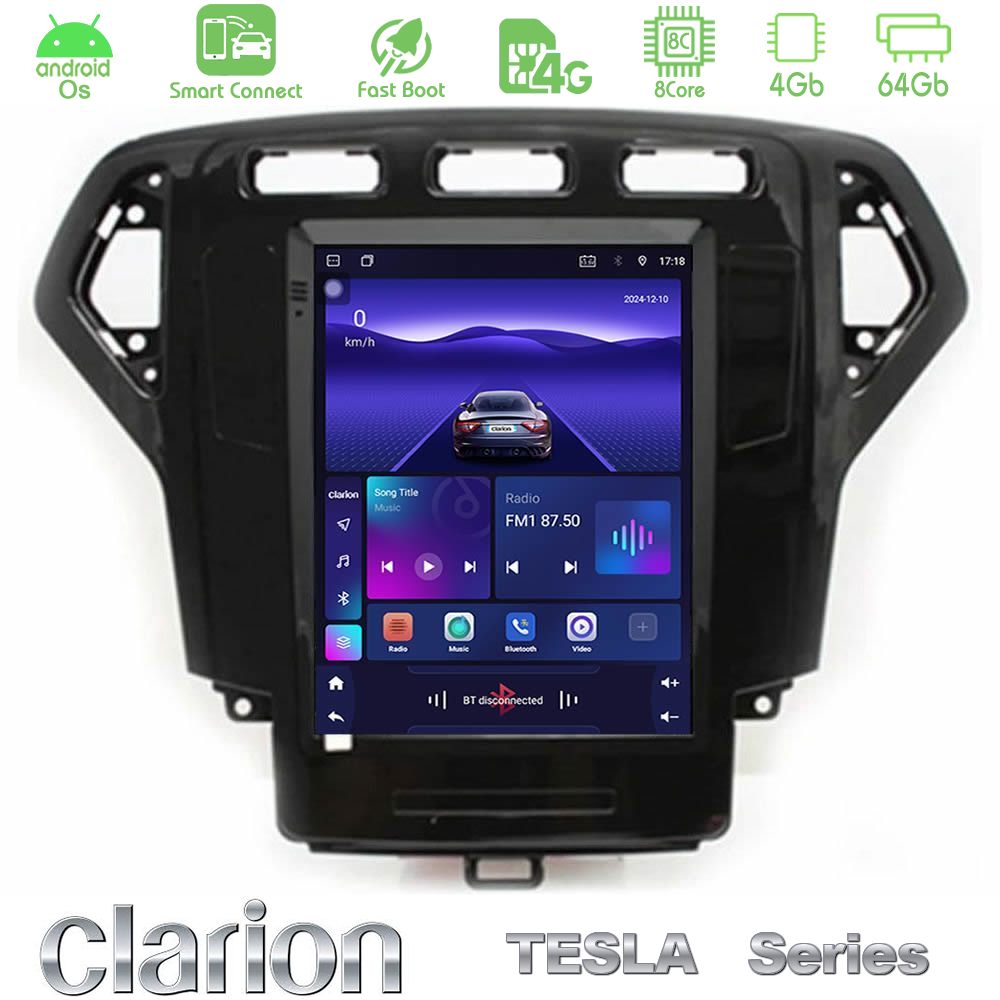 Clarion GL300 Tesla Series Android OS 8Core 4+64GB Ford Mondeo 2007-2010 AUTO A/C Navigation Multimedia Tablet 9.7" ( Μαύρο Χρώμα)