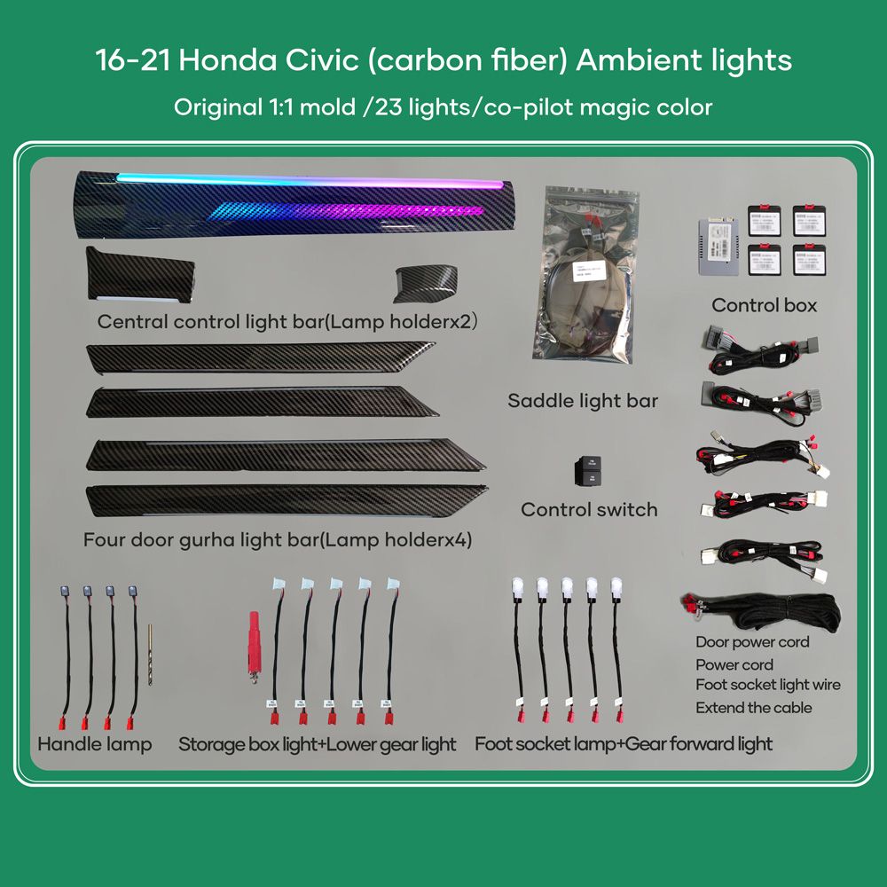 DIQ AMBIENT HONDA CIVIC Χ CF (Digital iQ Ambient Light for Honda Civic mod. 2016-2021 with 21 Lights