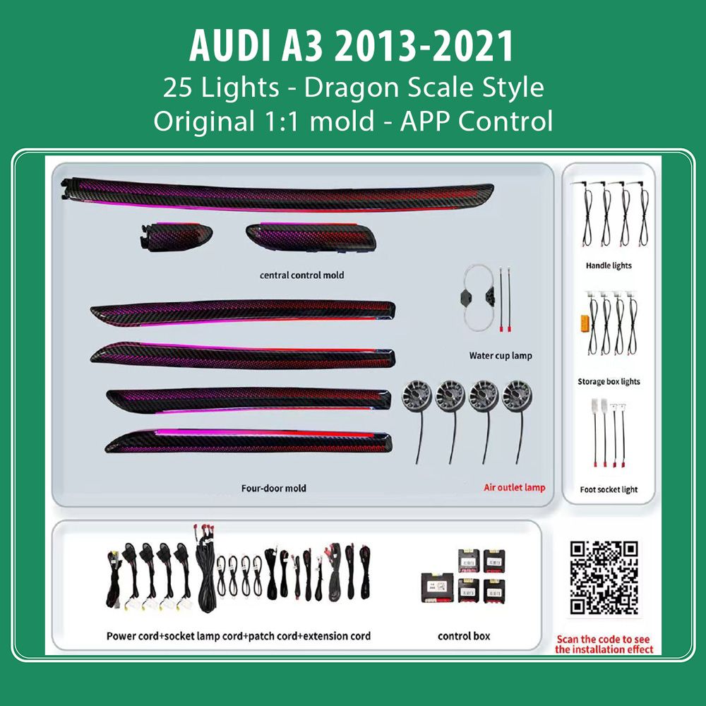 DIQ AMBIENT AUDI A3 (8V) DYN Dragon Scale Style (Digital iQ Dynamic Ambient Light Audi A3 mod. 2013-2021