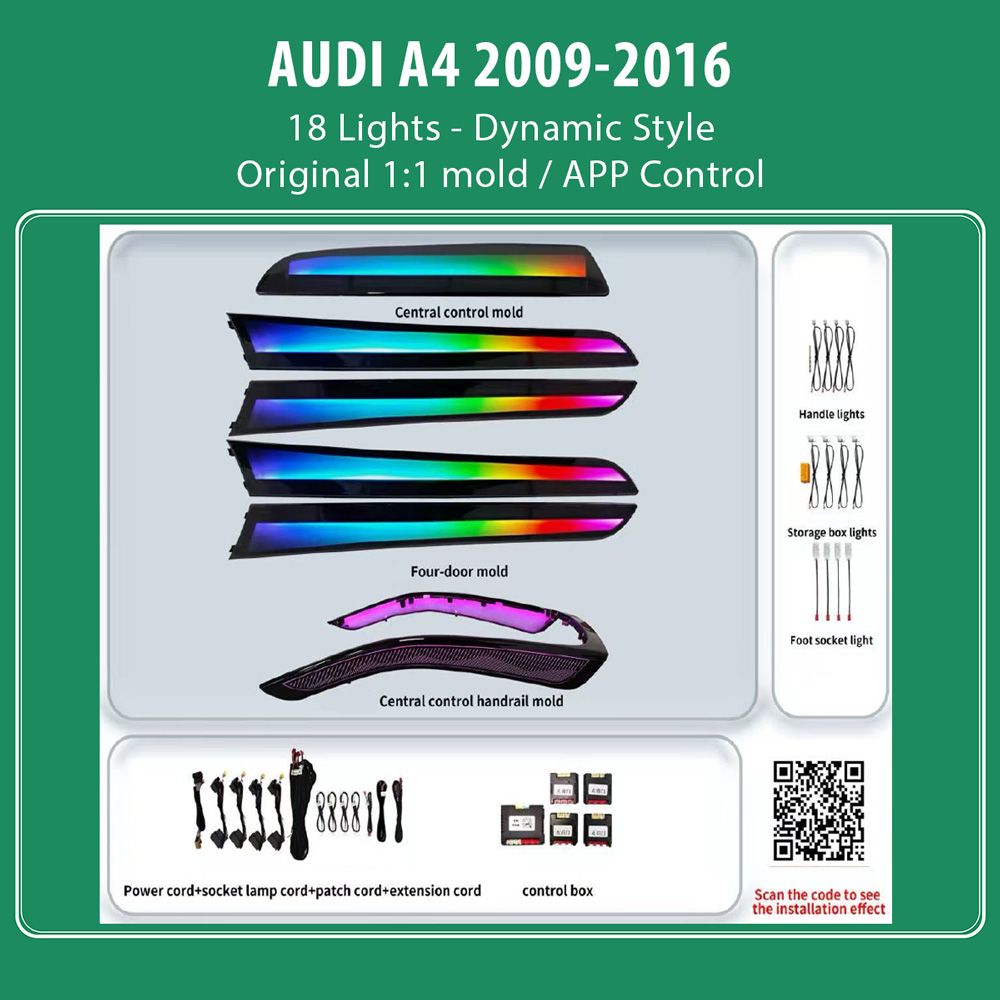 DIQ AMBIENT AUDI A4 (8K) DYN (Digital iQ Ambient Light for Audi A4 mod. 2009-2016 with 18 Lights - Dynamic Style)