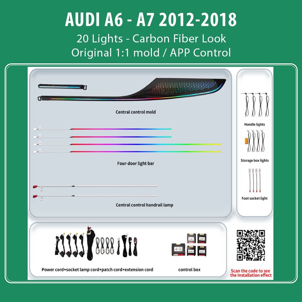DIQ AMBIENT AUDI A6 - A7 CARBON (Digital iQ Ambient Light for Audi A6 mod. 2012-2018 with 20 Lights
