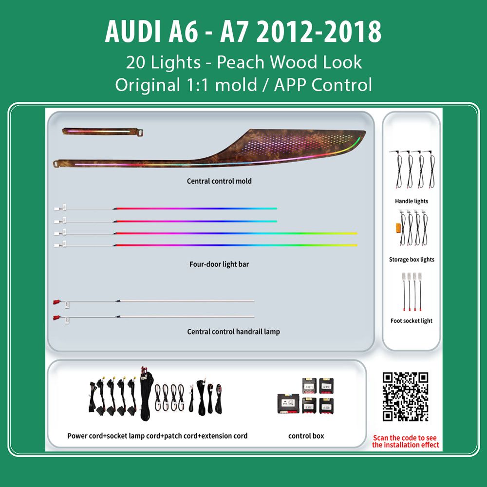DIQ AMBIENT AUDI A6 - A7 WOOD (Digital iQ Ambient Light for Audi A6 mod. 2012-2018 with 20 Lights