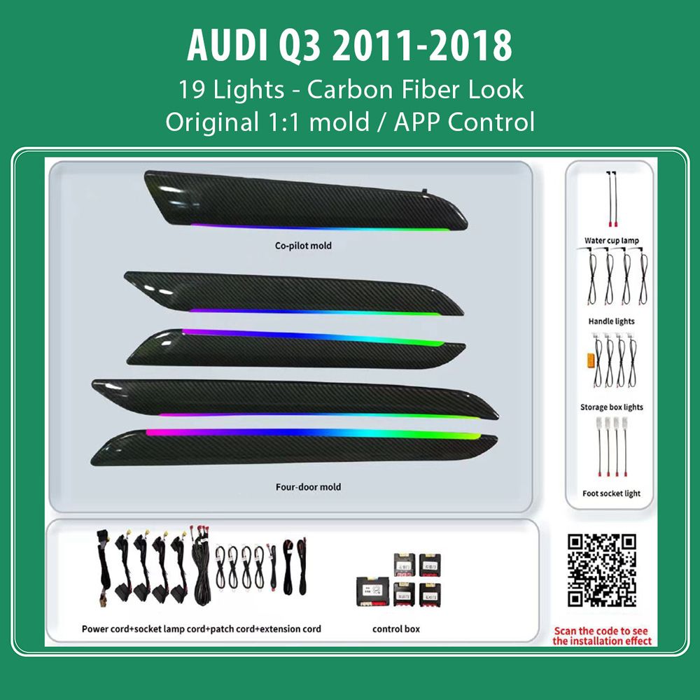 DIQ AMBIENT AUDI Q3 (8U) DYN (Digital iQ Ambient Light for Audi Q3 mod. 2011-2018 with 19 Lights DIQ AMBIENT AUDI Q3 (8U) DYN (Digital iQ Ambient Light for Audi Q3 mod. 2011-2018 with 19 Lights