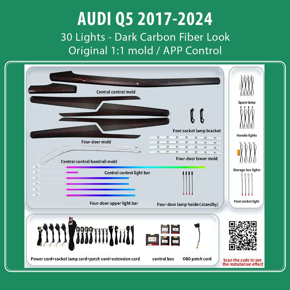 DIQ AMBIENT AUDI Q5 HC-AD22X DARK CF (Digital iQ Ambient Light for Audi Q5 mod. 2017-2024 with 30 Lights