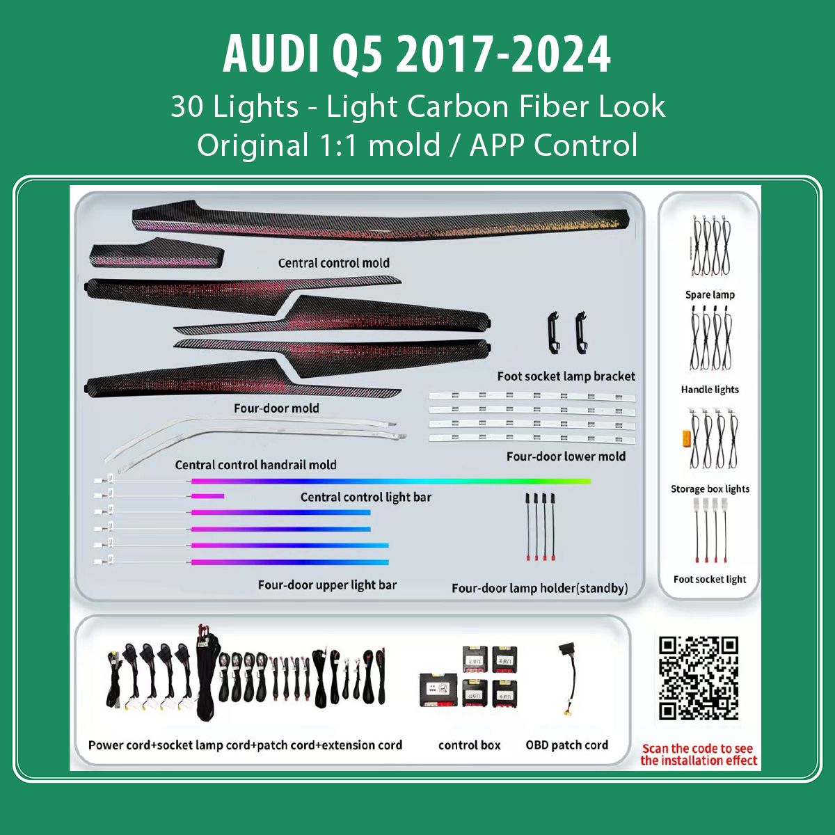 DIQ AMBIENT AUDI Q5 HC-AD22K LIGHT CF (Digital iQ Ambient Light for Audi Q5 mod. 2017-2024 with 30 Lights