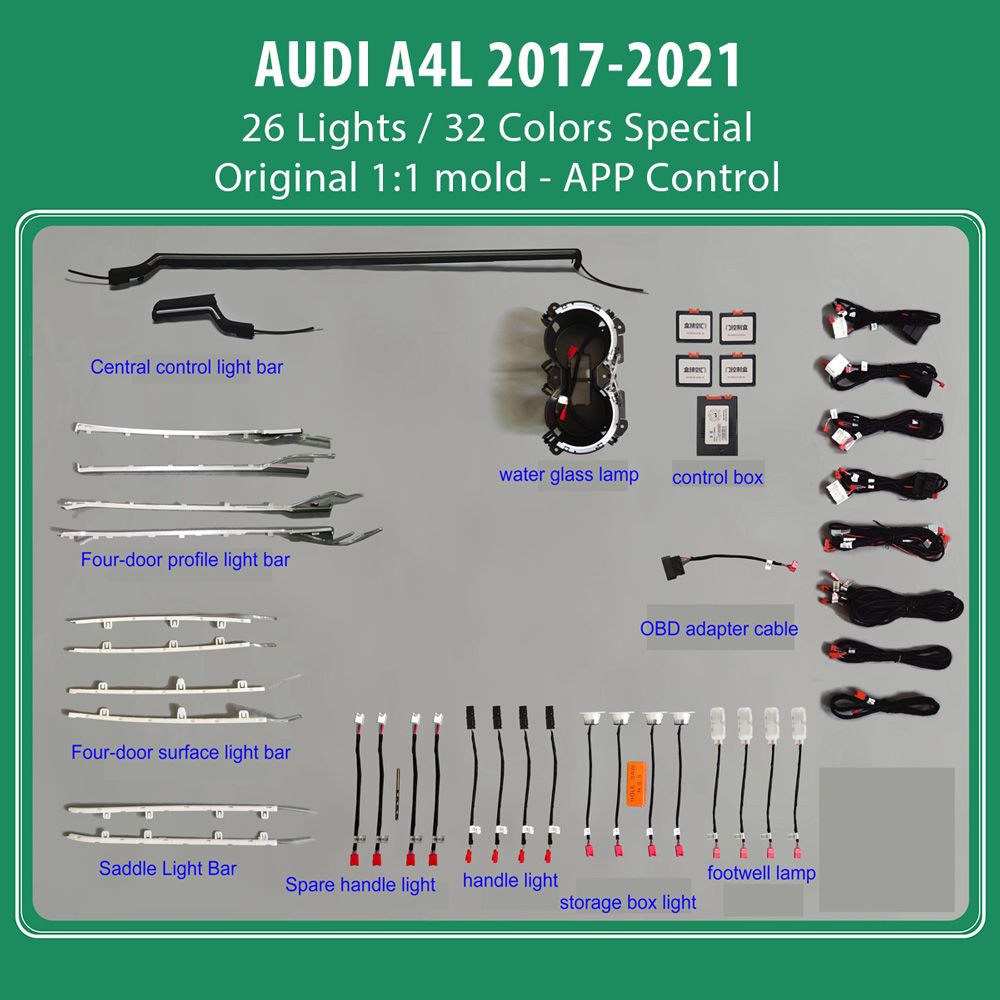 DIQ AMBIENT AUDI A4L LASER (8W) mod. 2017-2021 (Digital iQ Ambient Light for Audi A4L mod. 2017-2025