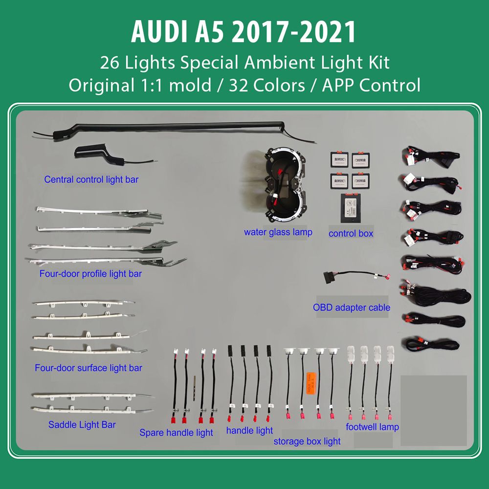 DIQ AMBIENT AUDI A5 (F5) mod. 2017-2024 (Digital iQ Ambient Light for Audi A5 mod. 2017-2024 with 26 Lights)