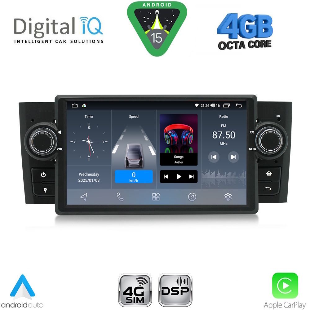 DIGITAL IQ BLG 463_CPA (7" DECK) MULTIMEDIA SYSTEM for FIAT GRANDE PUNTO mod. 2005-2012