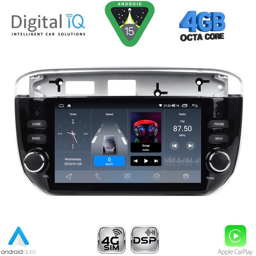 DIGITAL IQ BLG 464_CPA (7" DECK) MULTIMEDIA SYSTEM for FIAT GRANDE PUNTO mod. 2012-2018 – EVO mod. 2009-2018