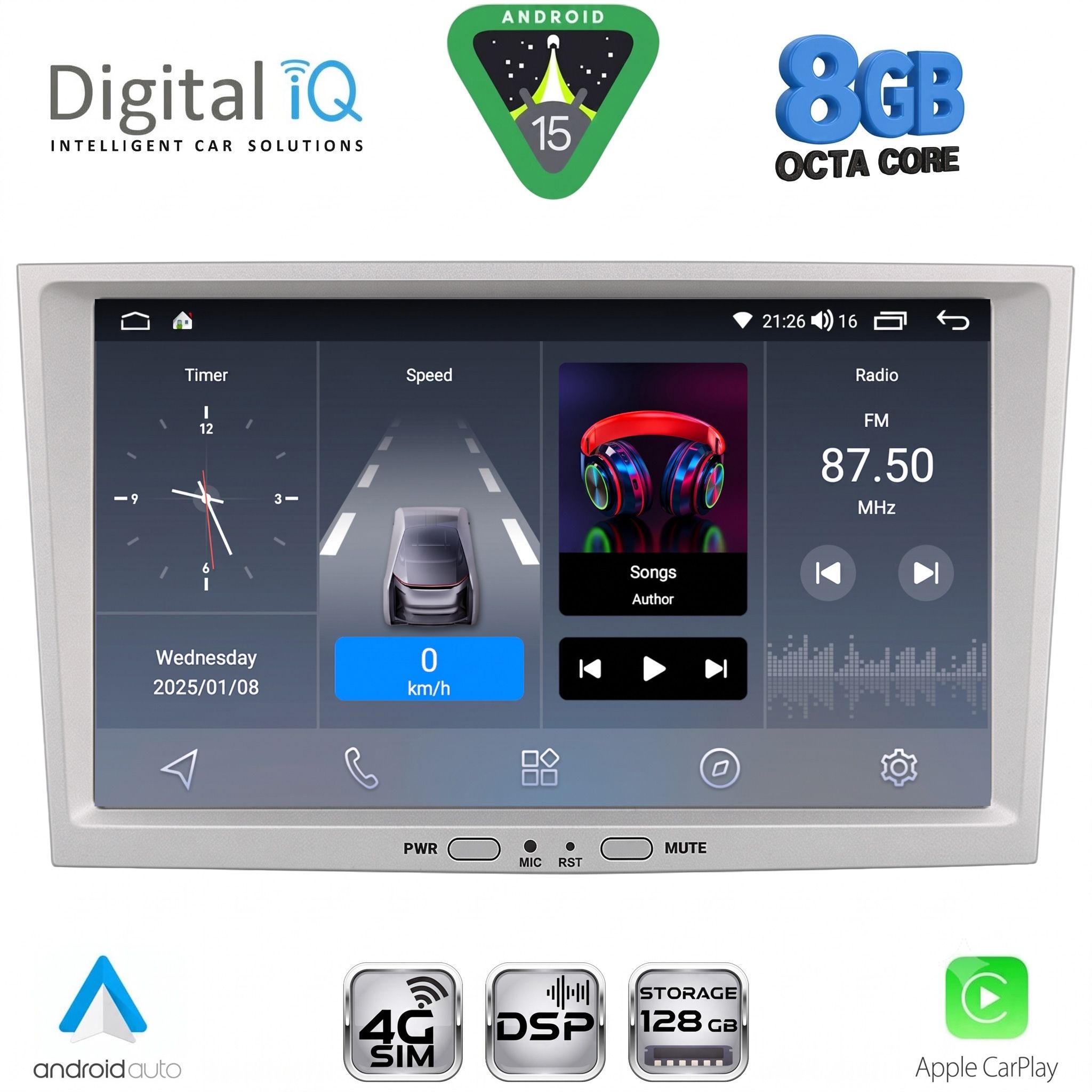 DIGITAL IQ BLM 718SL_CPA (8" DECK) MULTIMEDIA SYSTEM for OPEL ALL mod. 2004-2014 (SILVER)
