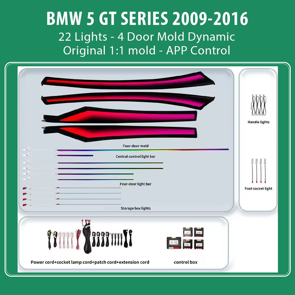DIQ AMBIENT BMW S.5 GT BM15D (Digital iQ Ambient Light for BMW Series 5 GT (F07) mod.2009-2016 with 22 Lights