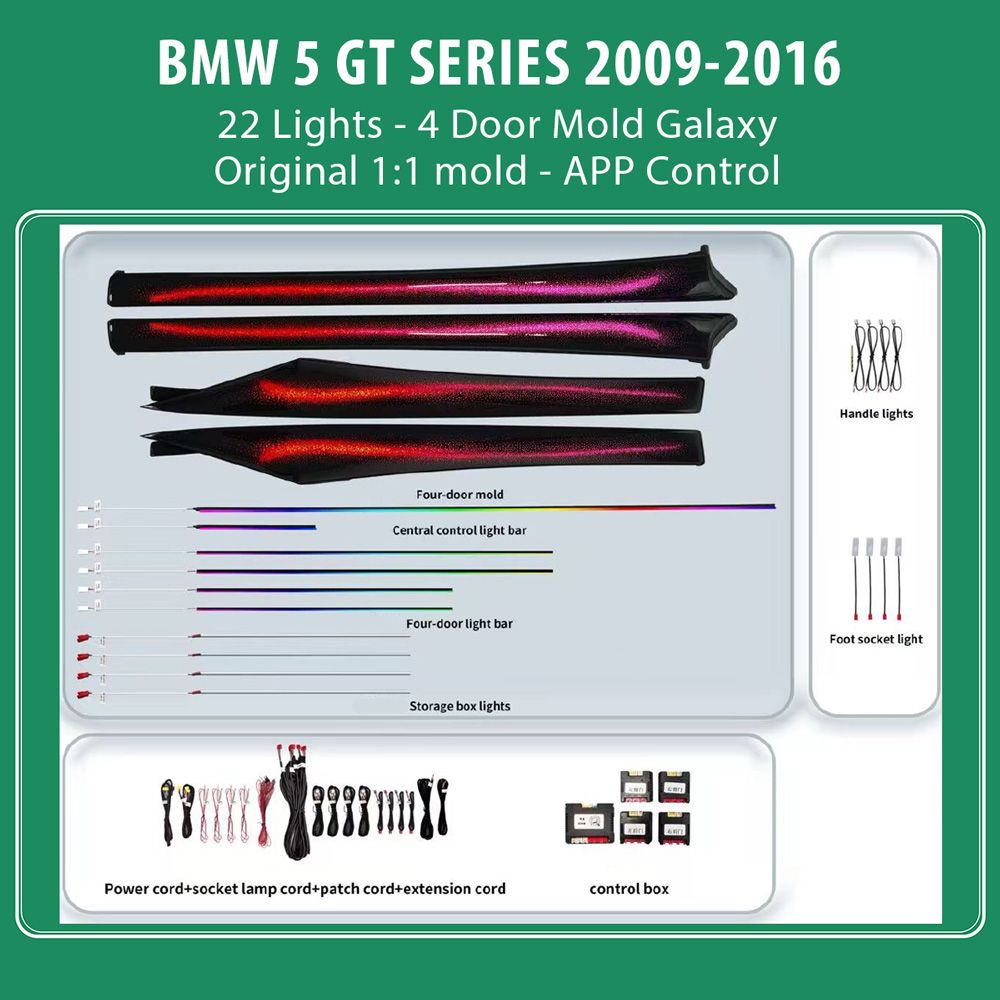 DIQ AMBIENT BMW S.5 GT BM15Y (Digital iQ Ambient Light for BMW Series 5 GT (F07) mod.2009-2016 with 22 Lights