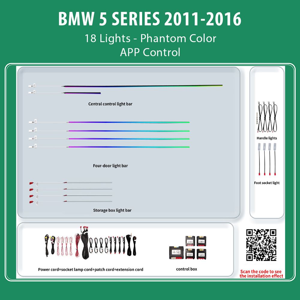 DIQ AMBIENT BMW S.5 BM01N DYN (Digital iQ Ambient Light for BMW Series 5 mod.2012-2017 with 18 Lights