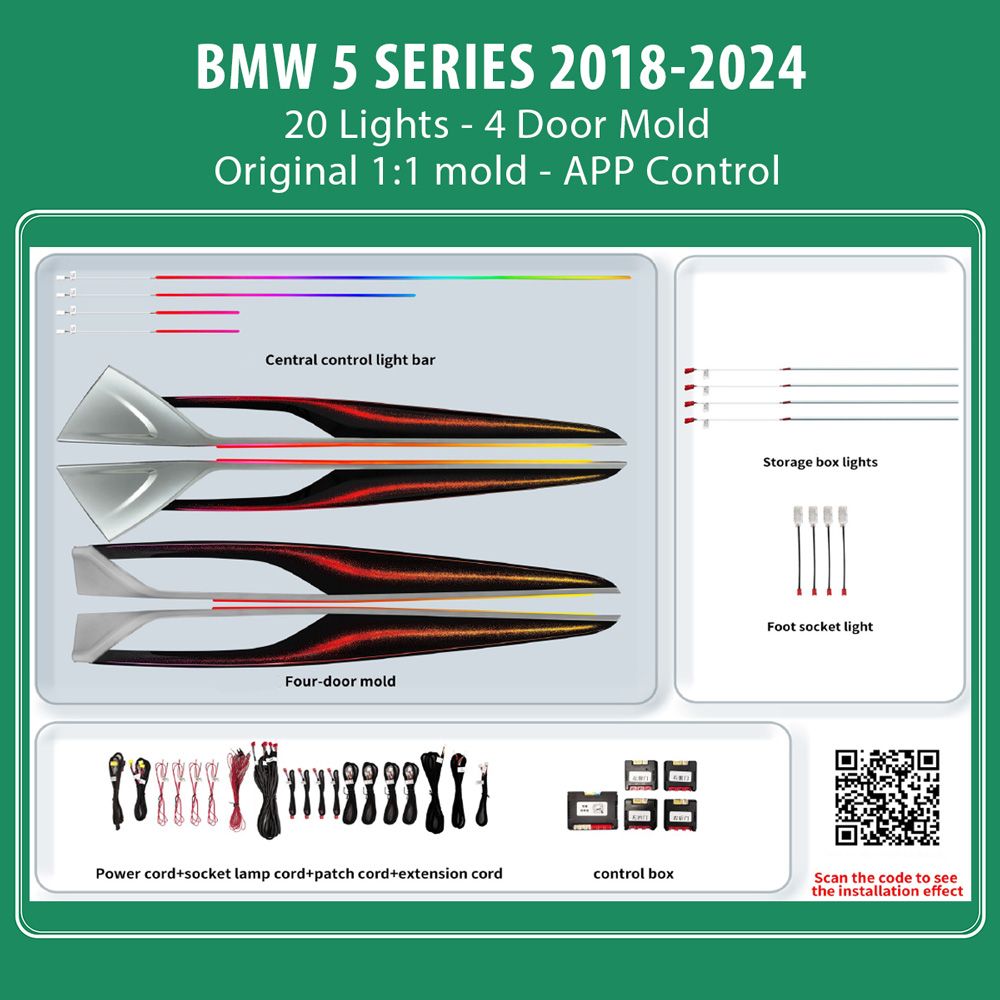 DIQ AMBIENT BMW S.5 BM09M-DZ (Digital iQ Ambient Light for BMW Series 5 (G30-G31-G38) mod.2018-2024 with 20 Lights)