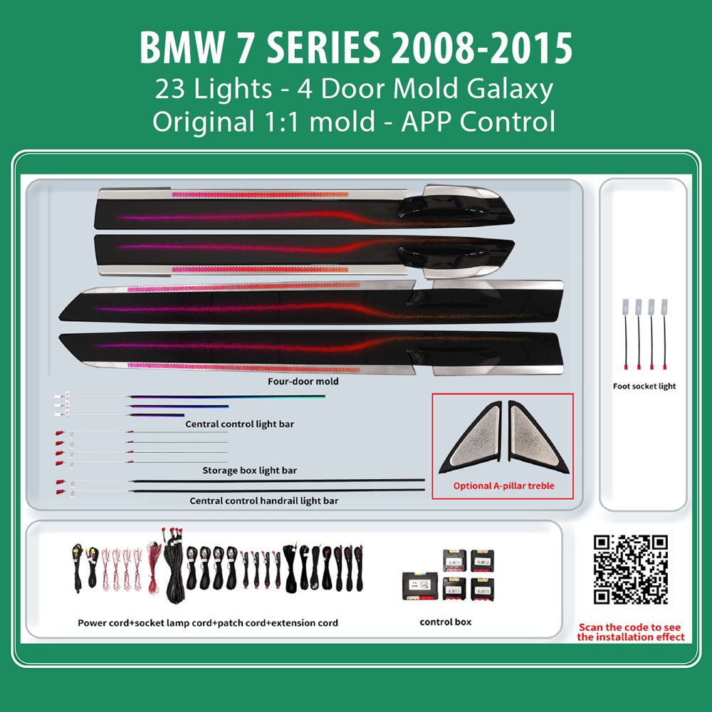 DIQ AMBIENT BMW S.7 BM14X (Digital iQ Ambient Light for BMW Series 7 (F01 - F02) mod. 2008-2015 with 23 Lights